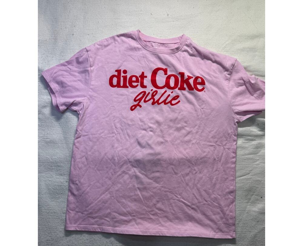 Diet Coke Girlie Pink Graphic T-Shirt (Size XS, Oversized Fit)